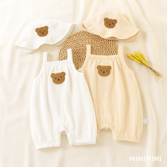 MINIMINI Zomerbries set™  – Teddy jumpsuit met hoedje